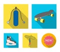 Skateboard, oxygen tank for diving, jumping, hockey skate.Extreme sport set collection icons in flat style vector symbol Royalty Free Stock Photo