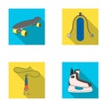 Skateboard, oxygen tank for diving, jumping, hockey skate. Extreme sport set collection icons in flat style vector symbol Royalty Free Stock Photo