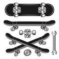 Skateboard parts set of vector objects or elements