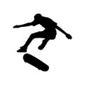 Skateboard silhouette on white background Royalty Free Stock Photo