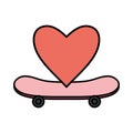 Skateboard sport with heart love
