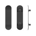 Skateboard template. Realistic black skateboard mockup. Vector illustration isolated on white background