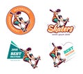 Skateboard vintage color logo set