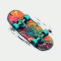 Skateboard On White Background Logo Digital Art. Generative AI Royalty Free Stock Photo