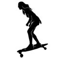 Teen skate silhouette. in action skatboarder shadow