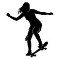 Teen skate silhouette. jumping skater shadow