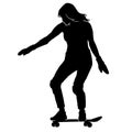 Teen skate silhouette. sliding skater shadow