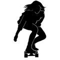 Teen skate silhouette. in action skatboarder shadow