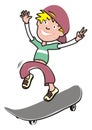 Skateboarder, boy on skateboard, one person, vector illustration, eps. Royalty Free Stock Photo