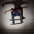 Skateboarder doing a skateboard trick