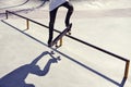 Skateboarder doing a trick in a skate park, practice freestyle e Royalty Free Stock Photo