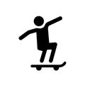 skateboarder icon, skater, skate rider black filled icon, vector symbol