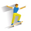 Skateboarder jump on skateboard, on white background.