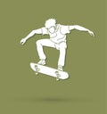 Skateboarder jumping extreme sport graphic