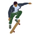 Skateboarder jumping, vector illustration