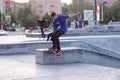 Skateboarder jumps Royalty Free Stock Photo