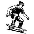 Skateboarder Performing Tricks in Dynamic Action Pose for Design Royalty Free Stock Photo