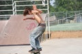 Skateboarder on Rail Royalty Free Stock Photo