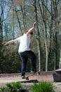 Skateboarder on a Rail Royalty Free Stock Photo