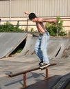 Skateboarder Rail Sliding Royalty Free Stock Photo