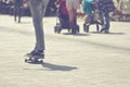 Skateboarder Riding Skateboard at City Street Pavement Royalty Free Stock Photo