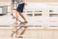 Skateboarder riding a skateboard on the street or park Royalty Free Stock Photo