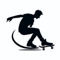 Skateboarder silhouette on a white background, skater boy icon, Vector illustration, generative ai Royalty Free Stock Photo