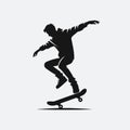 Skateboarder silhouette on a white background, skater boy icon, Vector illustration, generative ai Royalty Free Stock Photo