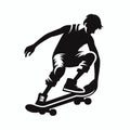 Skateboarder silhouette on a white background, skating icon, Vector illustration, generative ai Royalty Free Stock Photo