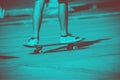 Skateboarder on a skateboard is riding on the skatepark Royalty Free Stock Photo