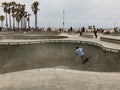 Skateboarder at Venice Beach skate park pool Royalty Free Stock Photo