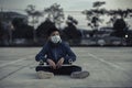 Skateboarders Kids Wearing Protective Face Masks Royalty Free Stock Photo