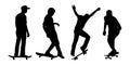 Skateboarders silhouettes set 2