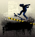 Skateboarding background. Extreme sports illustration with guy skater