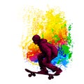 Skateboarding background. Extreme sports illustration with guy skater