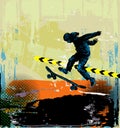 Skateboarding background. Extreme sports illustration with guy skater