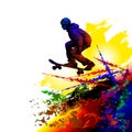 Skateboarding background. Extreme sports illustration with guy skater