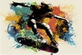 Skateboarding background. Extreme sports vector illustration with guy man skater