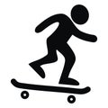 Skateboarding, black silhouette, vector icon