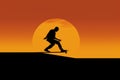 Skateboarding city sunset. Generate Ai Royalty Free Stock Photo