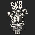 Skateboarding Freestyle New York t-shirt graphic design. Vector