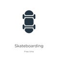 Skateboarding icon vector. Trendy flat skateboarding icon from free time collection isolated on white background. Vector