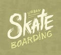 Skateboarding label. Urban design for Skater. engraved hand drawn sketch in monochrome vintage Letting. An inscription Royalty Free Stock Photo