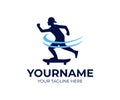 Skateboarding and man skateboarder, logo template. Street active sport, vector design Royalty Free Stock Photo