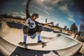 Skateboarding Youth in mid air