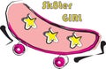 Skateboarding pink logo with stars vector line art