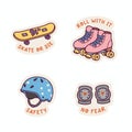 Skateboarding and Roller Skating Safety Gear Stickers Royalty Free Stock Photo