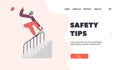 Skateboarding Safety Tips Landing Page Template. Street Extreme Sport, Youth Urban Culture. Teen Boy in Skate Park