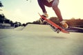 Skateboarding at a skateboard park