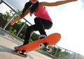 Skateboarding at skatepark